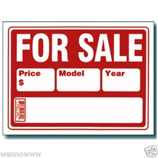 2 Pcs 9x12 Inch Red White Flexible Plastic "For Sale"Sign With Price Model Year