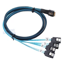 High Quality Internal Slim SAS SFF-8654 to 4 x SATA Breakout Forward Cable 1M