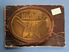 Vintage 1987 Marlboro Belt Buckle Solid Brass Philip Morris Longhorn Steer Star