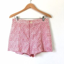 Vtg ILGWU Union Red White Blue Floral Cotton High Waist Mini Shorts Size 6 USA