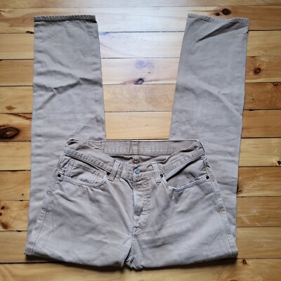 Levis Made & Crafted Selvedge Jeans Mens 32/33 Tan Button Fly Straight Distress