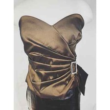 Vintage Deadstock Veronique Young Ruched Bustier With Rhinestone Buckle