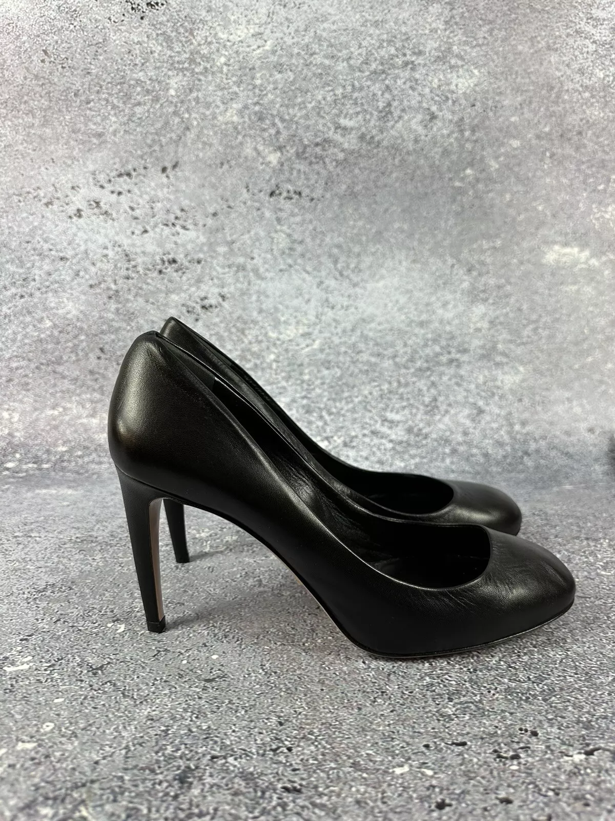 CHAUSSURES GUCCI TALONS HAUTS CUIR NOIR POMPE À TOELINE ARRONDIE TAILLE 39 US 9