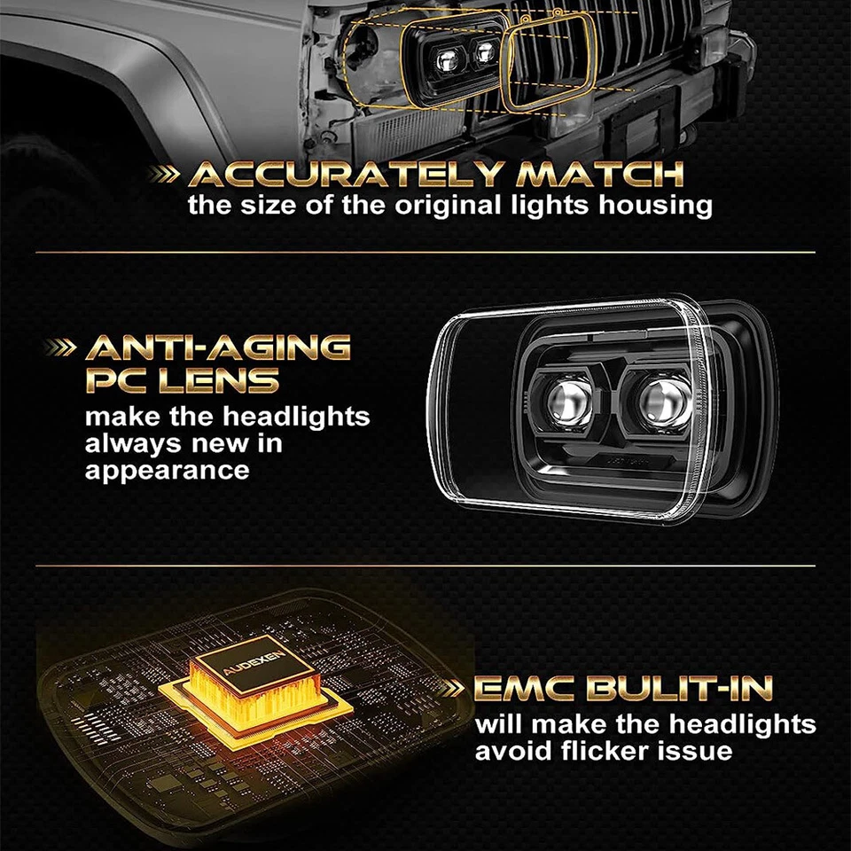 Pair 5x7" 7x6 LED Headlights High Low Beam For GMC K2500 K3500 C1500 Savana 1500 - Image 4 of 4