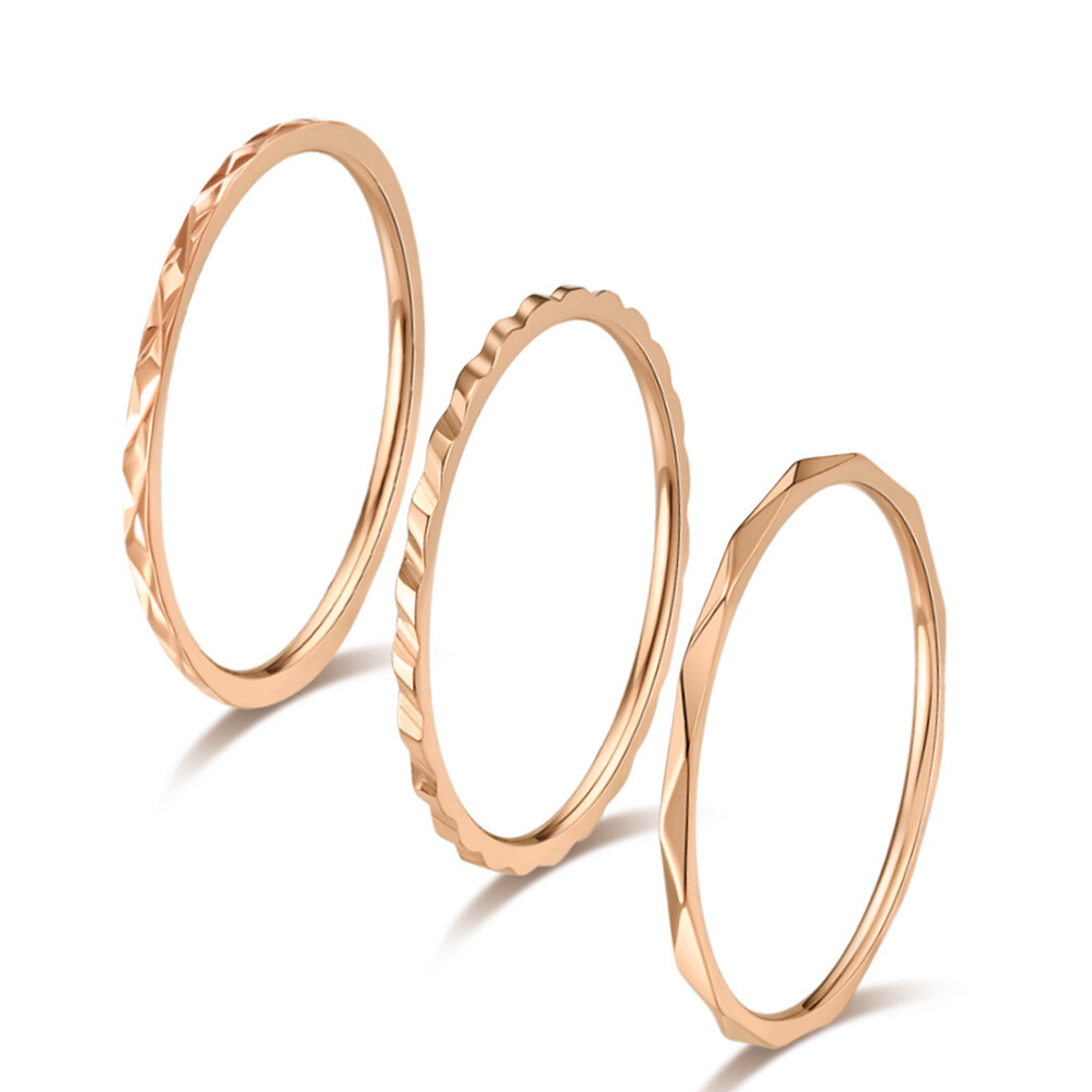 3Pcs Women Men Stainless Steel Ring Plain Band Knuckle Stacking Midi Wedding