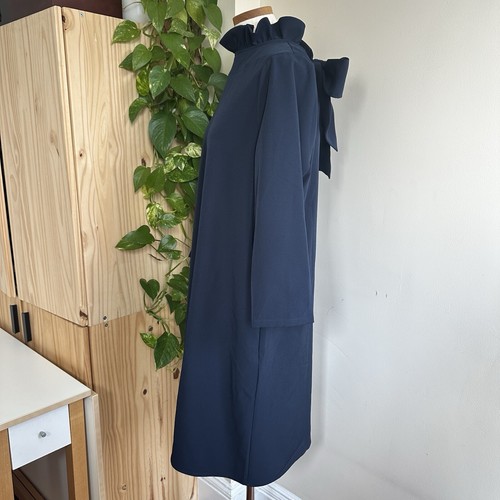 Biesen dunkelblau Daphne Kleid XL Rüschenkragen Schleife Swing Mini Party Neu mit Etikett - Bild 4 von 21
