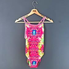 Ladies Dolfin Uglies Swimsuit Size 8 Pink Green Print Print Swimming Costume
