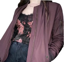 American Eagle Outfitters Bomber Jacket, Plum, Zip Up, Pockets, Size Xs.