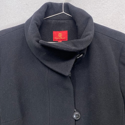 Cole Haan Coat Womens 16 Black Wool Cashmere Button Up - Picture 2 of 12