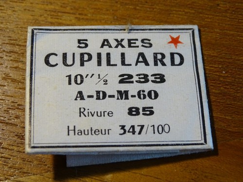 Axe De Balancier Pour Montre Cupillard - Référence 10 1/2 233 A.D.M.60 Rivure 85 - Acier - Neuf - Pièce Horlogerie