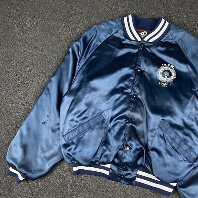 Vintage Long Louie Satin Bomber Jacket Size XL Blue Pro Fit Vintage Long Louie Satin Bomber Jacket Size XL Blue Pro Fit
