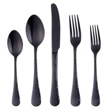 20PCS Black Stainless Steel Flatware Set Service for 4 Kitchen & Restaurant