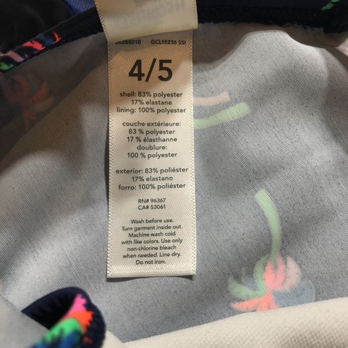 OshKosh B'gosh Swimsuit Girls Size 4/5 Blue Palm Tree Print Ruffled One Piece - Picture 8 of 11