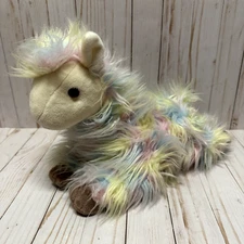 Russ Rainbow Llama Alpaca Plush Stuffed Animal Pastel Long Hair Shaggy 14 Inch