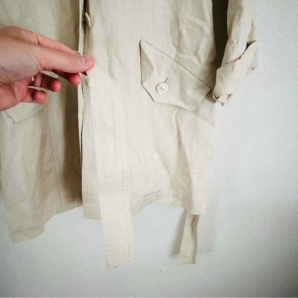 Escada Women's Cream Button Front Linen Coat Size 38/Medium - Image 4 of 4