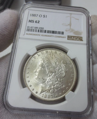 1887-O Morgan Dollar NGC MS62 (027) (Gouge By First "8")