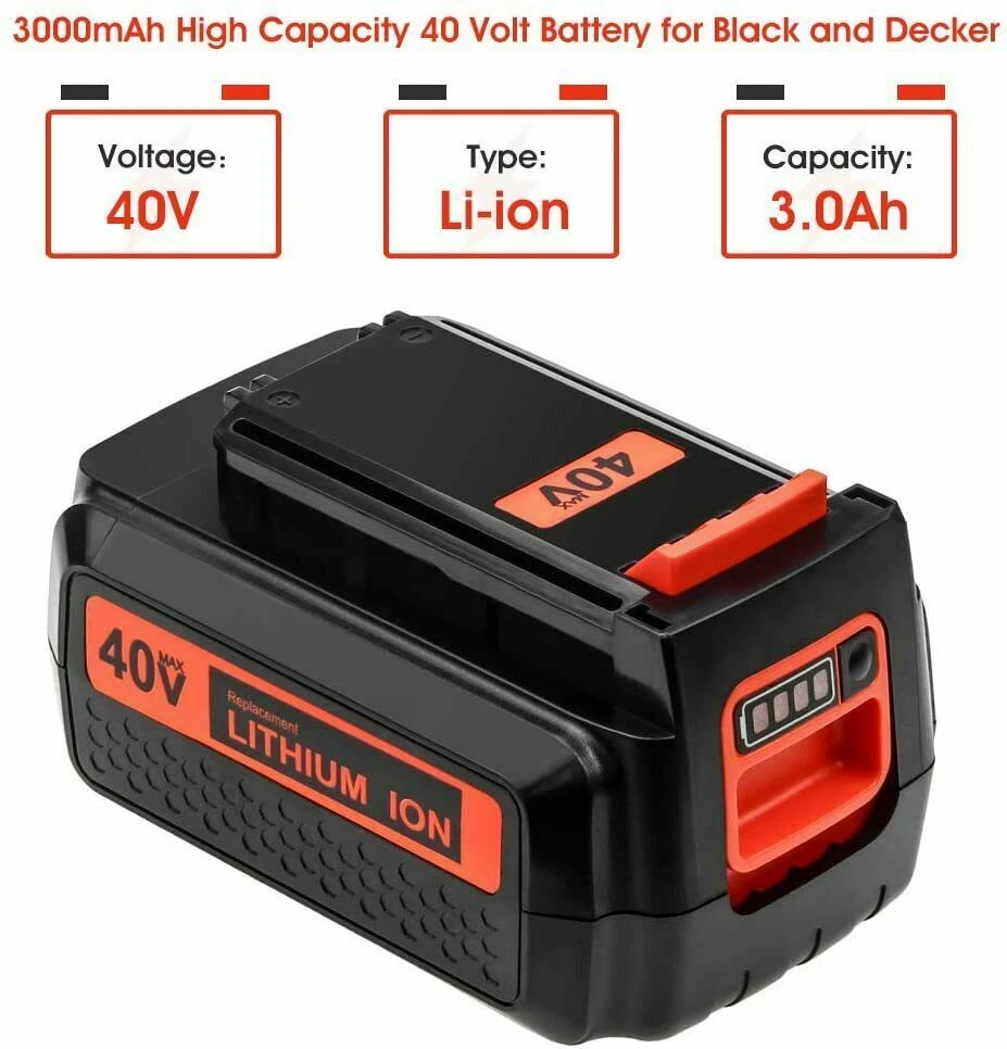 for Black+Decker 40 Volt 40V Lithium Battery or Charger Max LBX2040 LBXR36  LSW36