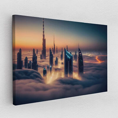 Leinwandbild Poster Acryl Glas Pop-Art Stadt Himmel Fantasie Wolken Abstrakt - Bild 1 von 4