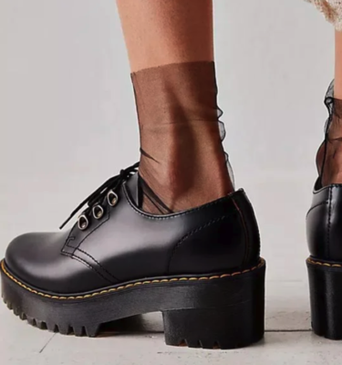 DR. MARTENS LEONA HEELED PLATFORM DERBY IN SMOOTH LEATHER DR. MARTENS LEONA HEELED PLATFORM DERBY IN SMOOTH LEATHER