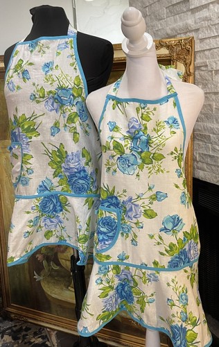 Jessie Steel Lot Of 2 Blue Floral Hostess Kitchen Aprons New Cottagecore Retro - Picture 3 of 12