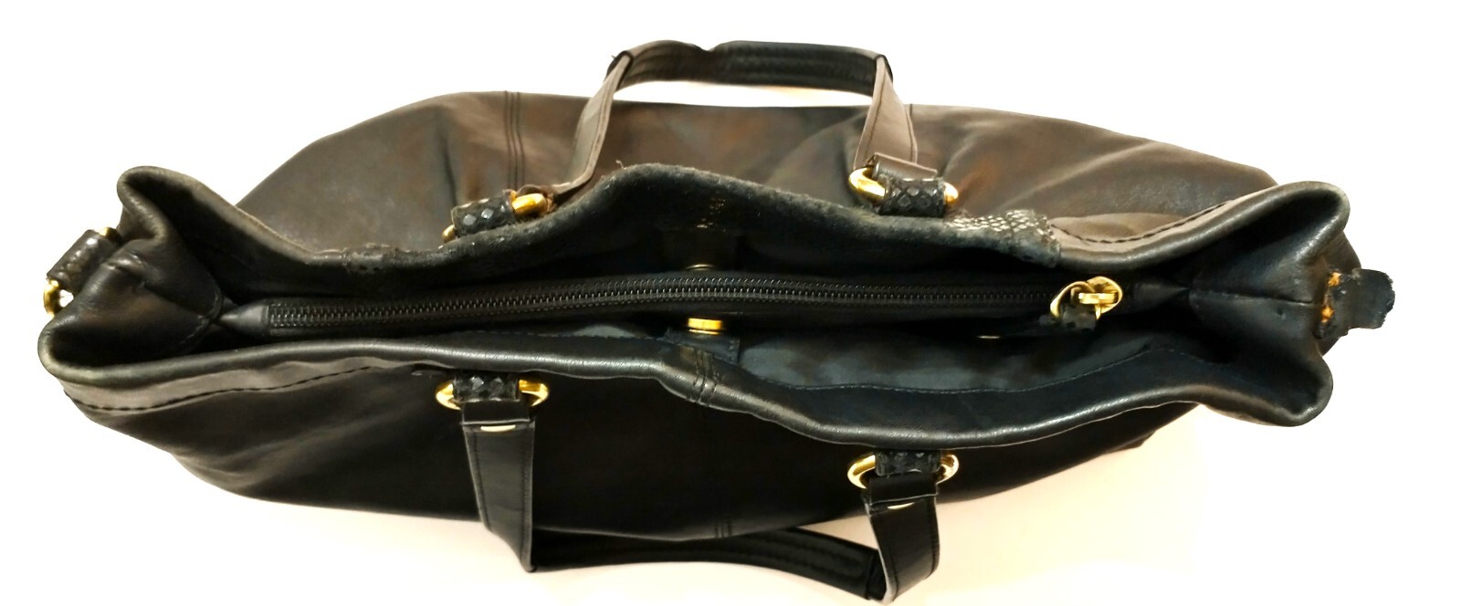 Coach Ashley Black Leather Carryall Python Purse … - image 7