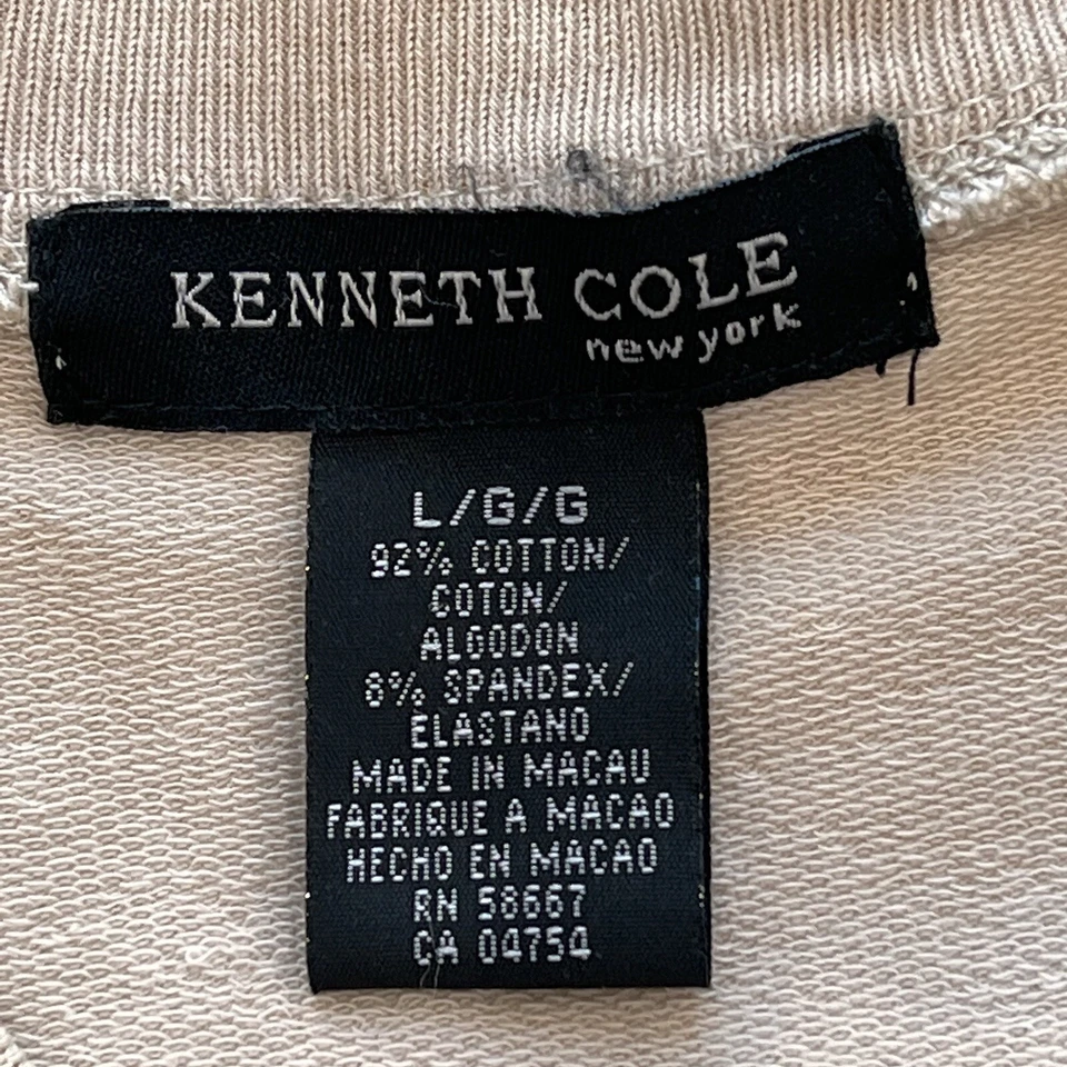 Chaqueta Kenneth Cole Para Hombre L Ligera Cremallera Completa Marrón Tostado Beige Rayas Foto 4 de 4