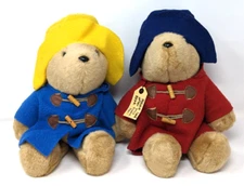 Vintage Paddington Bear Eden Darkest Peru Set Pair Plush Large Raincoat USA 14"