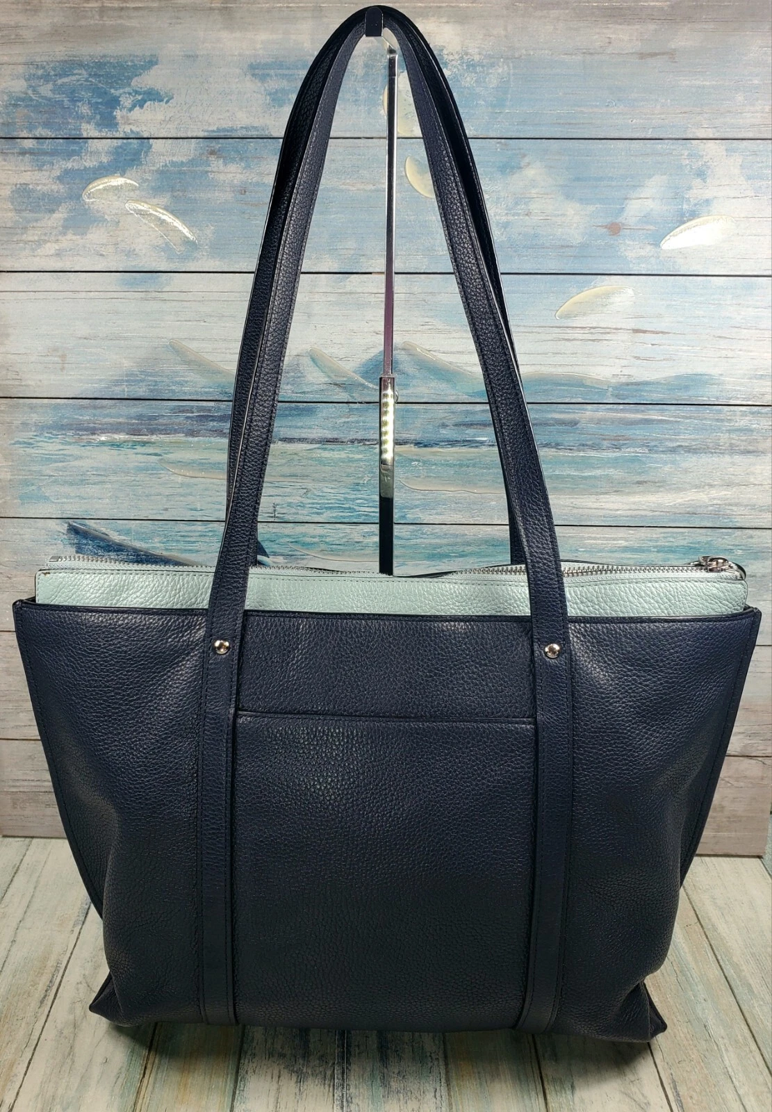 Coach May Borsa grande in pelle di ciottoli a mezzanotte 1573 usata in ottime condizioni