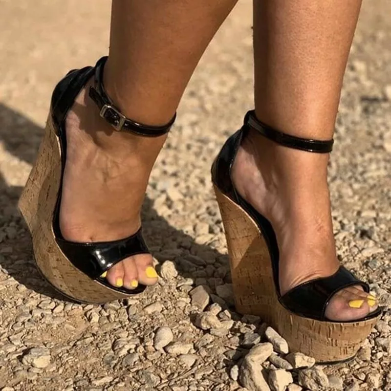 Sexy Womens Ladies Summer T strap Wedge Heels Open Toes Sandals