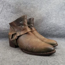 Freebird Boots Womens 10 Western Harness Zip Biker Distressed Leather FB-PLDIP