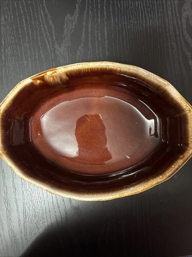 Hull Pottery Vintage Brown Drip Glaze Covered Casserole Dish Oven Proof