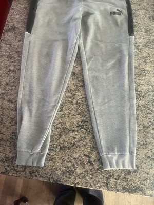 Preowned Mens Puma Grey Joggers With Black Color blocking Size Large