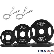 Classic Cast Iron Olympic Weight Plates Pair 35 lb Set Strength Training New