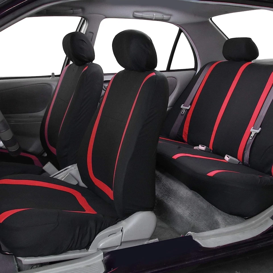 For All Pontiac Red Lines Seat Covers Full Set High Quality Cushioned Soft-Touch - Image 2 of 4