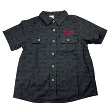 Boys size 4, H+T, vintage dark grey cotton short sleeve shirt, cars, EUC