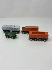 Lot x 4 Maison Joseph Battat Wooden Train Cars w Magnetic Ends
