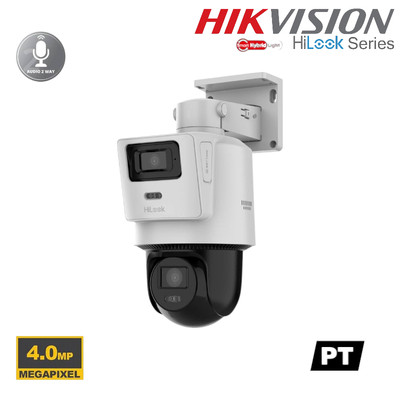 Hilook 4MP Dual-Objektiv PT IP Kamera - Panorama Motorisiert PT Zwei-Wege Audio PoE