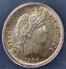 1906 Barber Silver Dime 10c Graded By ANACS In AU58
