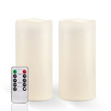 8" x 4" Large Waterproof Outdoor Flameless Candles with Remote Control and Ti...