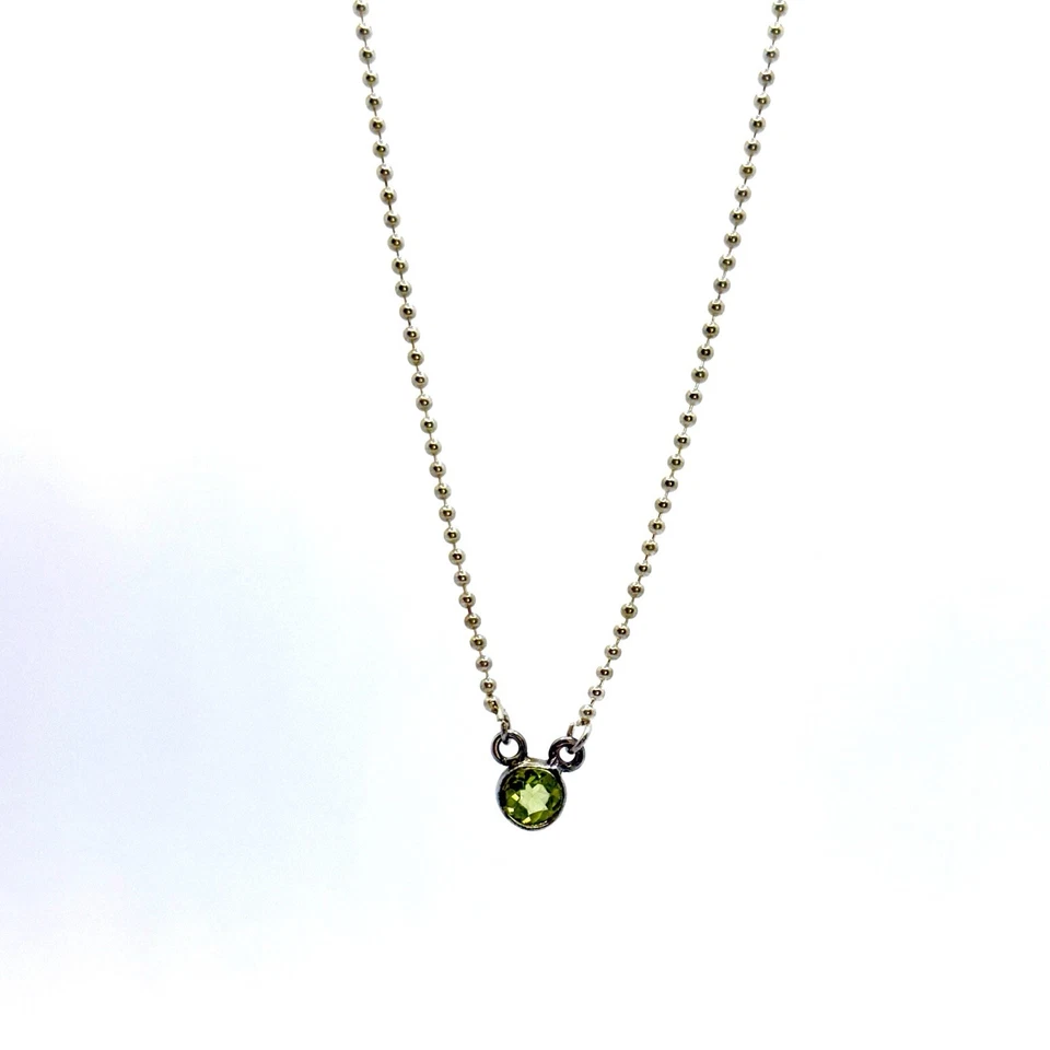 Collar Plata 925 - Colgante Piedra Verde | Cadena 20cm, 3.62g | Minimalista Foto 2 de 4