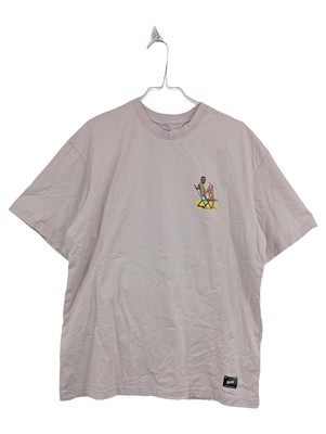 Pull&Bear Damen T-Shirt Grafik Stickerei Lila Baumwolle Gr. S