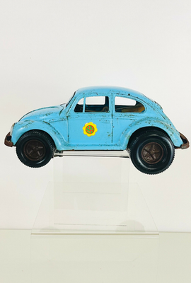 VTG 1960s Groovy Love Bug VW Volkswagen Beetle Metal Tin Toy Car
