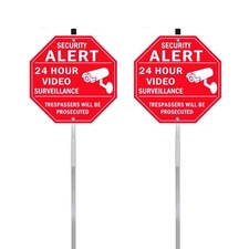 Security Alert 24 Hour Video Surveillance Sign All Activities Are Monitored, ...