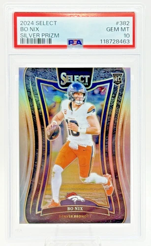 Bo Nix 2024 Panini Select Suite Level #382 Silver Prizm PSA 10