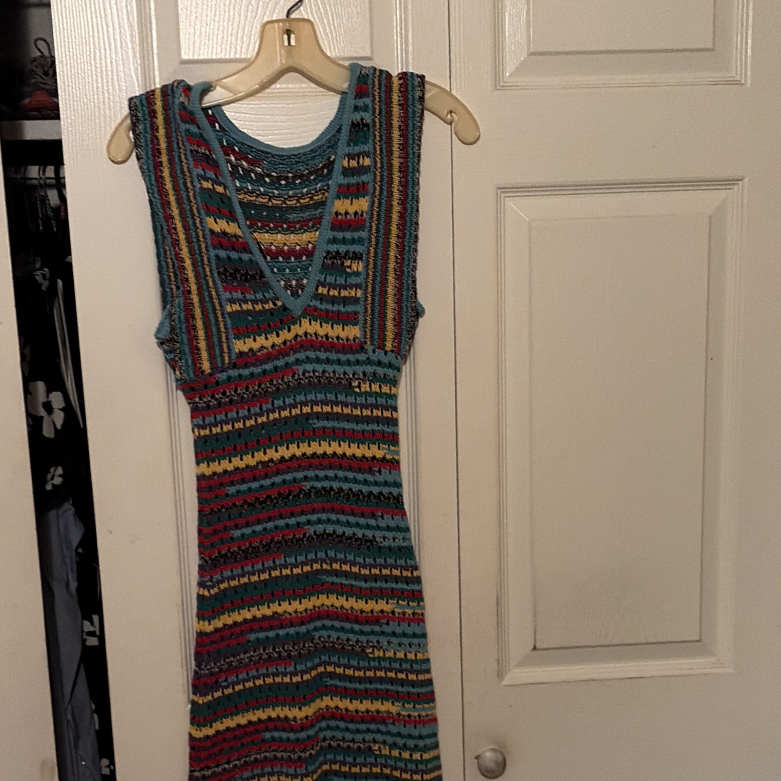 Zara Multicolor Striped Knit V-Neck Sleeveless Maxi Dress Women's Regular S