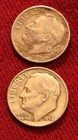 Silver Roosevelt Dimes 1956 1958 Lot Of 2 USA Coins