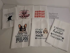 New 7 Piece Dog Lovers Paw Print Cotton Kitchen Dish Hand Towel Bundle