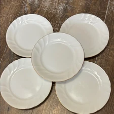 Mikasa Wedding Band Gold Bread & Butter Plates L9709 6 1/8" White Set of 5.