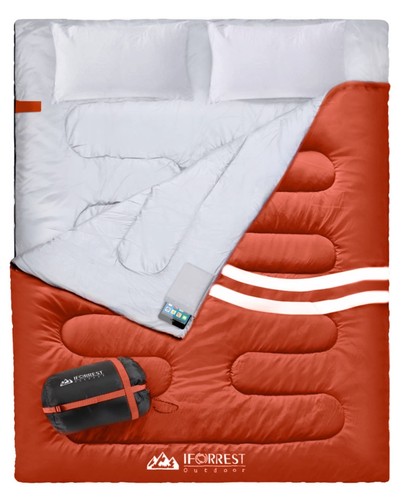 Double Sleeping Bag for Adults - 2 Person Cold Weather(3-4 Seasons) Camping Bed