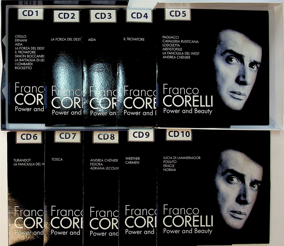 FRANCO CORELLI - Power And Beauty 10-CD Box Set Opera Arias Otello Aida Carmen + - Image 2 of 3